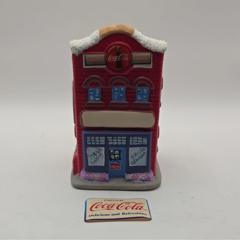 Coca-Cola Ceramic Painted Candle House w/ Votive, Red Advertising Building
